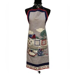 Hand Crafted Multicolor Apron with Red Trim